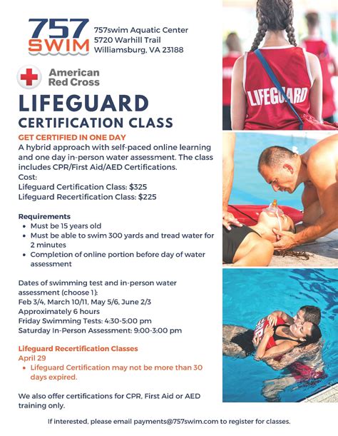5 hours in-person. . Lifeguard certifications near me